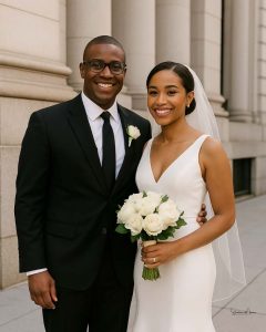 A couple dressed for their wedding stands outside the DC courthouse, unaware that same-day marriage ceremonies are not available without an appointment.