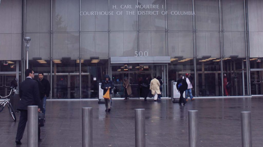The entrance of the DC Superior Court, where marriage licenses are issued but wedding ceremonies require an appointment.